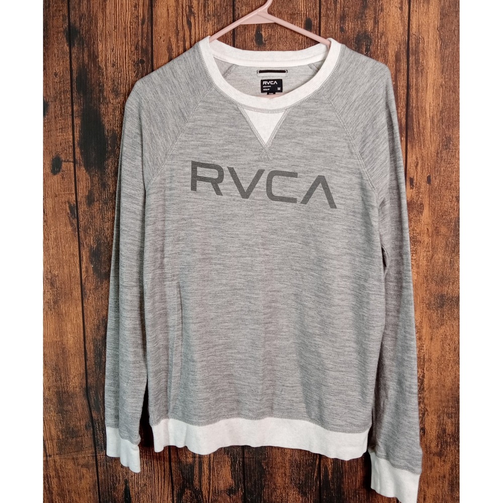 RVCA Mens Heather Gray Cotton Logo Crewneck Sweatshirt Medium Regular Fit